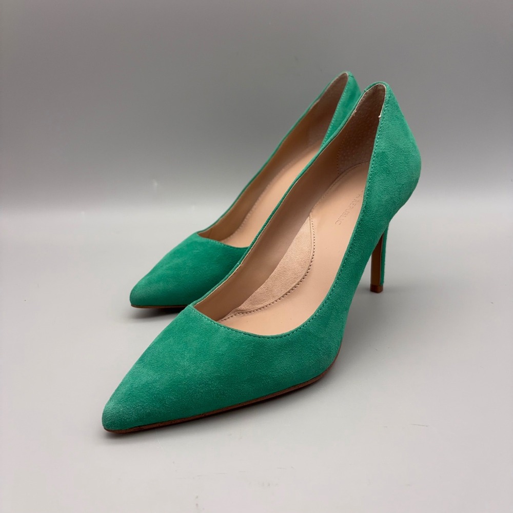 Banana Republic Pumps Womens 7 Green Suede Pointed Toe Stiletto Classic - Picture 3 of 12